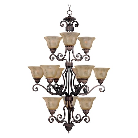 Maxim Twelve Light Oil Rubbed Bronze Screen Amber Glass Up Chandelier 11238SAOI